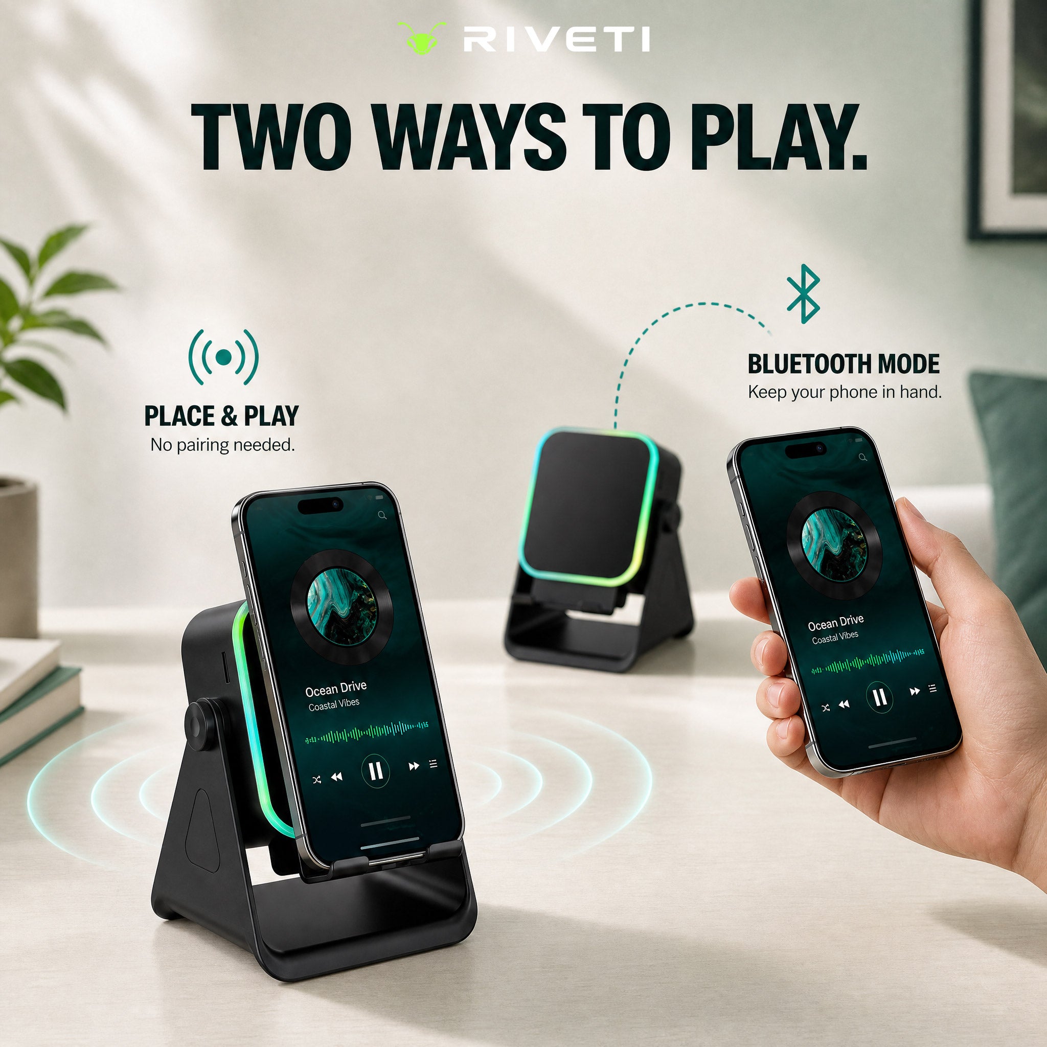 RIVETI Place-and-Play Induction Speaker Stand