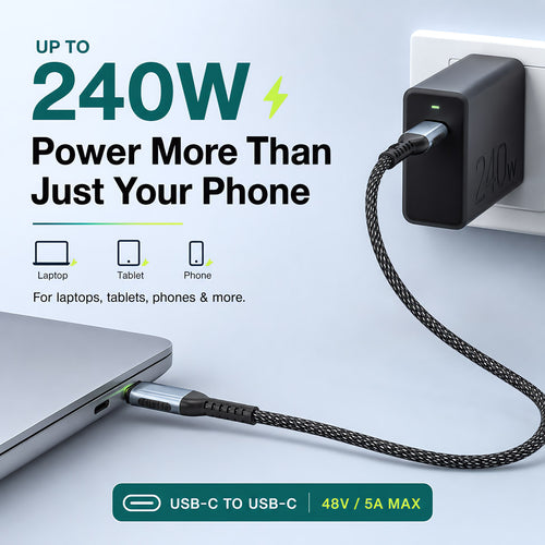 RIVETI 240W Braided USB-C to USB-C Cable